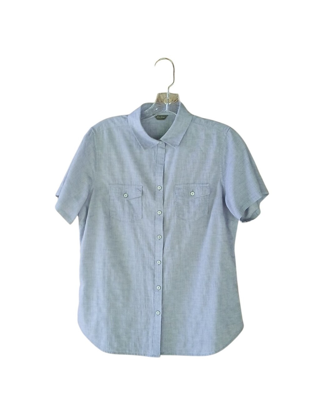 Eddie Bauer Chambray Blue Short Sleeved Button Down Shirt Small